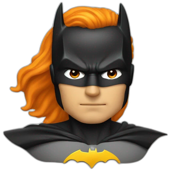 Batman avec des cheveux volumineux orange emoji