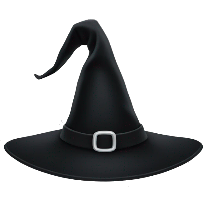 curved full black witch hat emoji