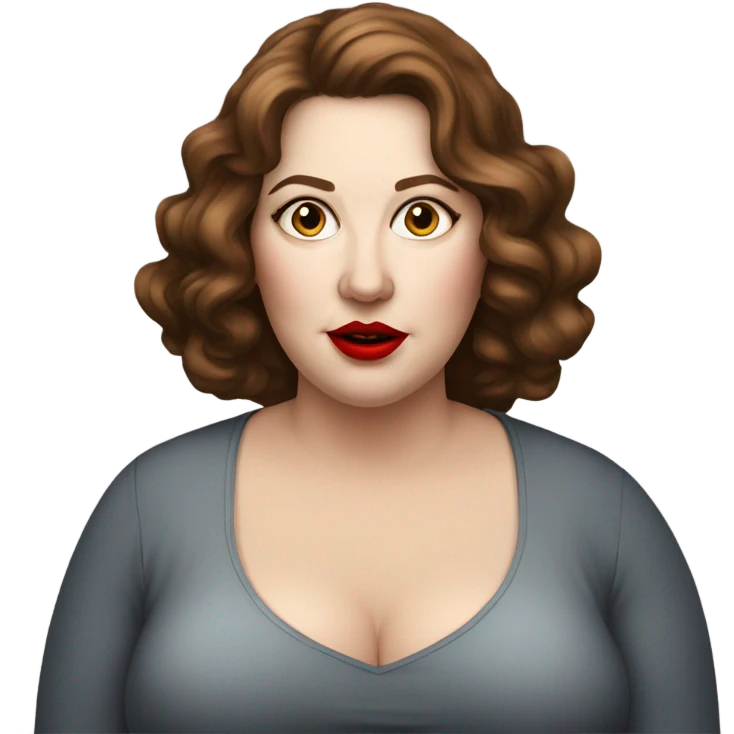 profle picture stunning fat white woman, red lips, long brown hair emoji