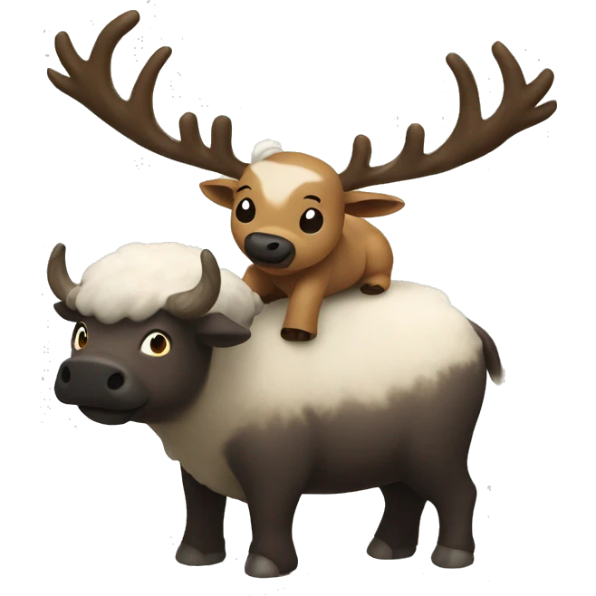 Appa from avatar flying on a reindeer emoji