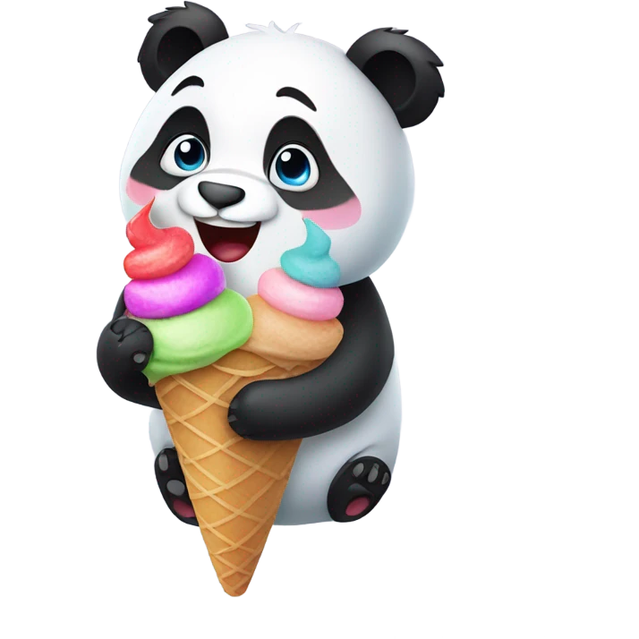 Panda eating ice cream emoji