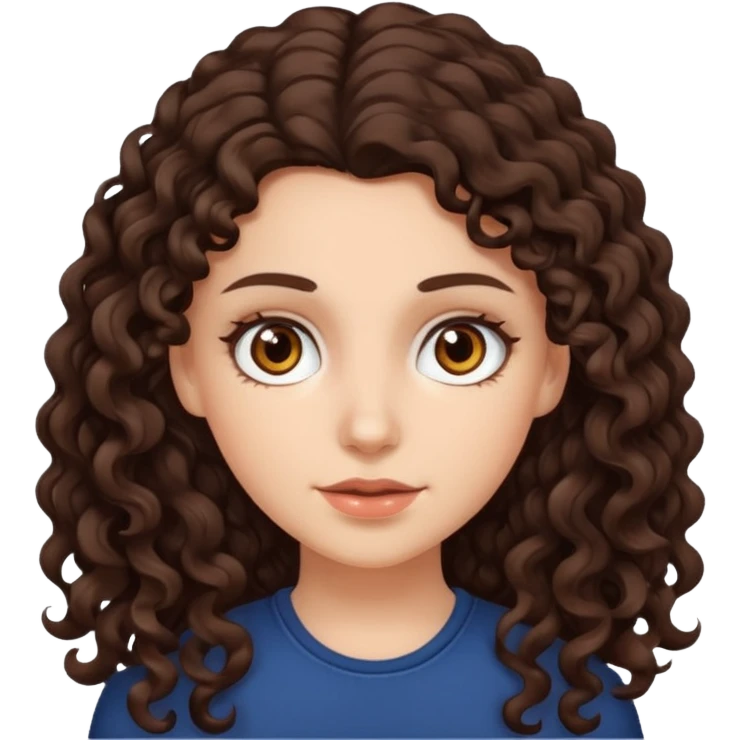 white girl with long dark curly brown hair brown eyes  emoji