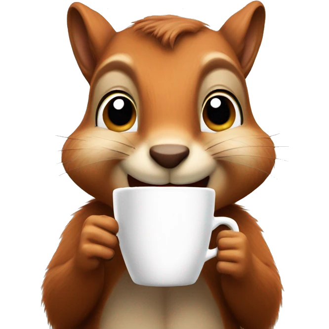 a cute squirrel driniking coffe  emoji