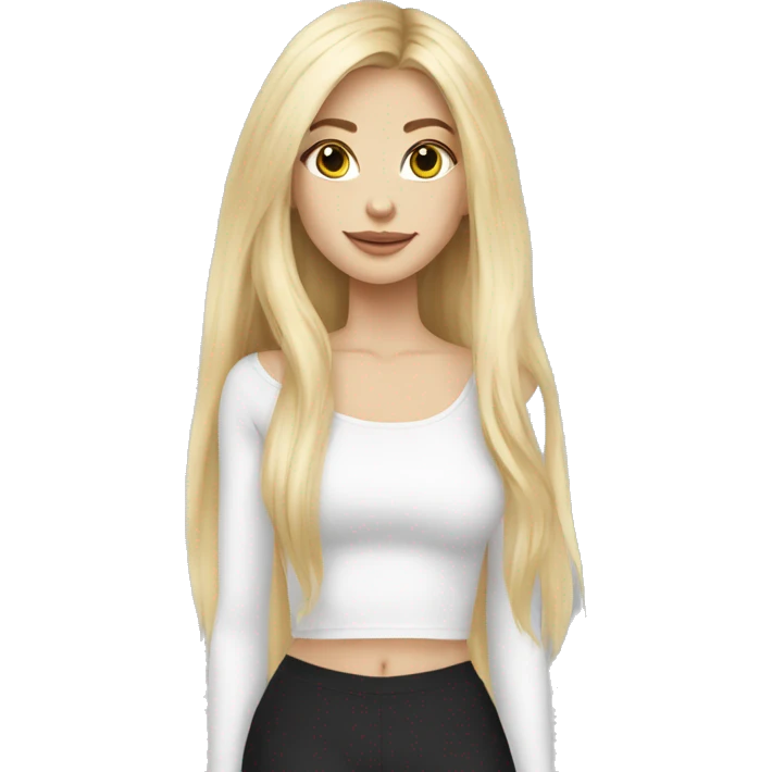 White Blonde girl with long hairs wearing long sleeves crop top emoji