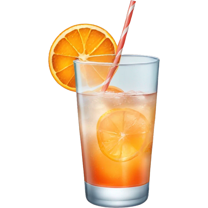 glass of SPRITZ WITH a little ICE, STRAW and slice of orange emoji