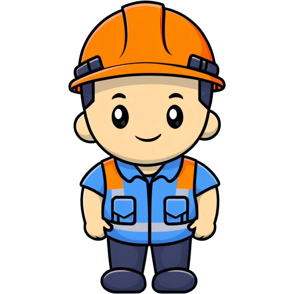 Chinese man wearing orange safety helmet and high visibility vest emoji