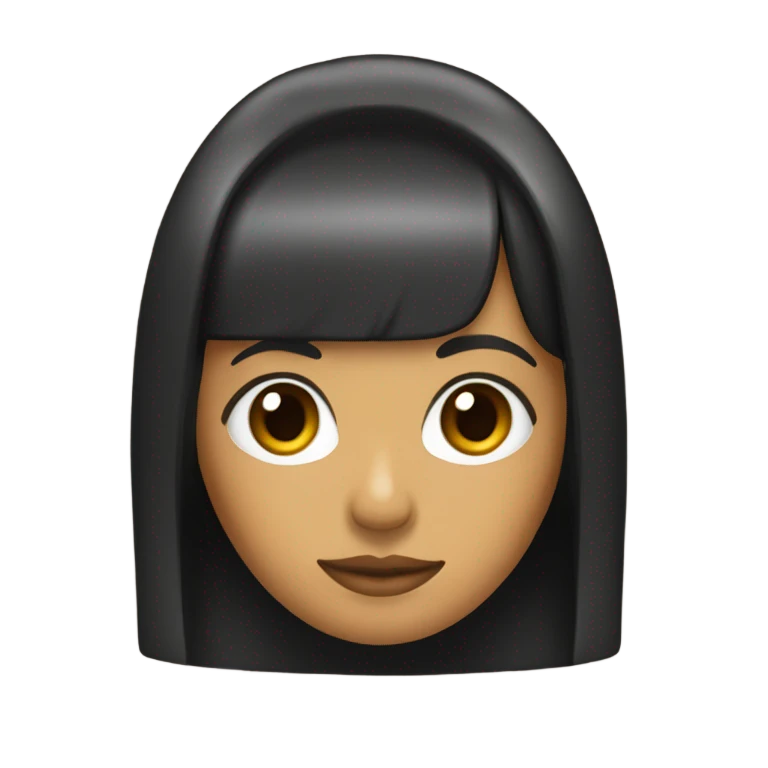chica de frente, con cabello negro y flequillo, con ojos marrones emoji
