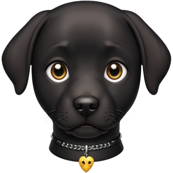 Sad black lab dog wearing gothic accessories  emoji