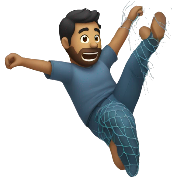 a man falling in a fish net emoji