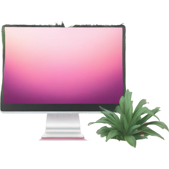 Mac (computer) with aesthetic background pink plants emoji