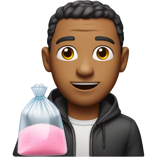 “The pink panther” movie character holding a clear zip lock bag with salt in it emoji
