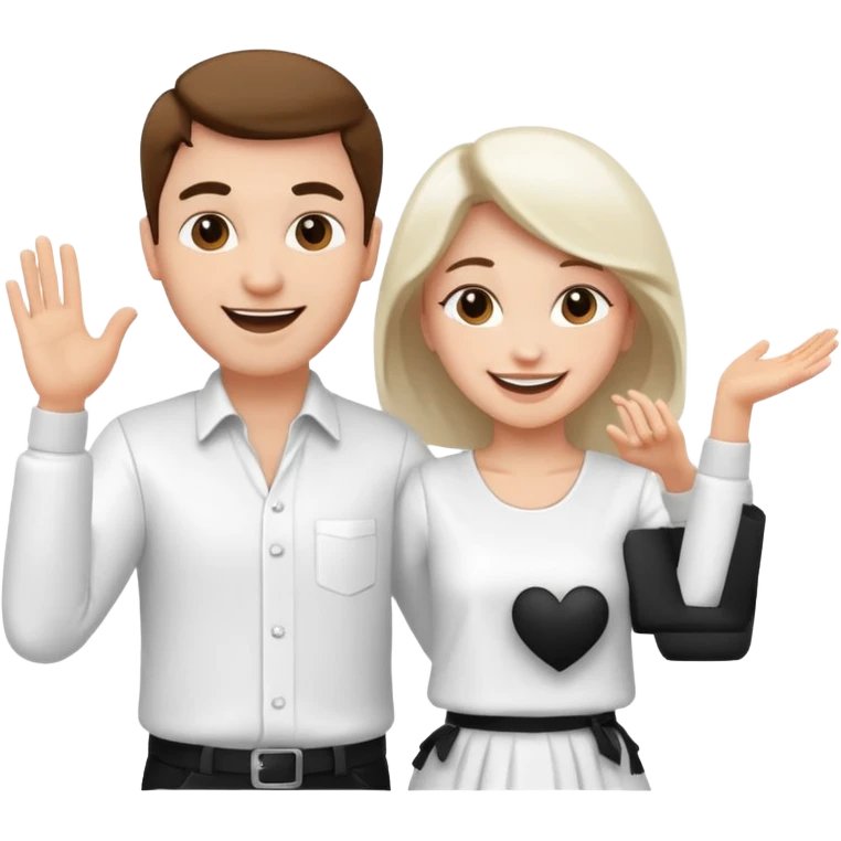 Man and woman dancing white emoji