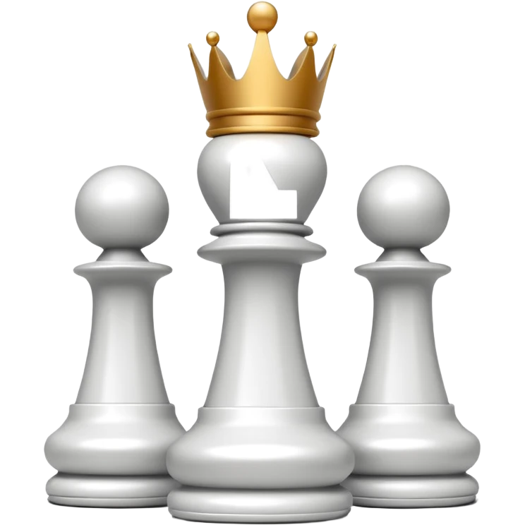 white plastic chess pieces, queen, white emoji