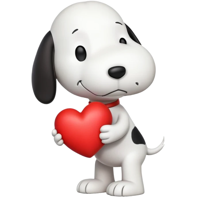 Snoopy holding a heart emoji
