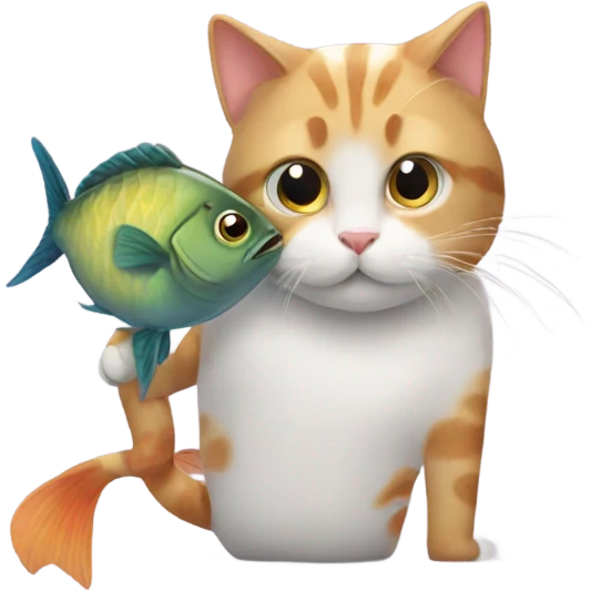 Cat with a fish friend emoji