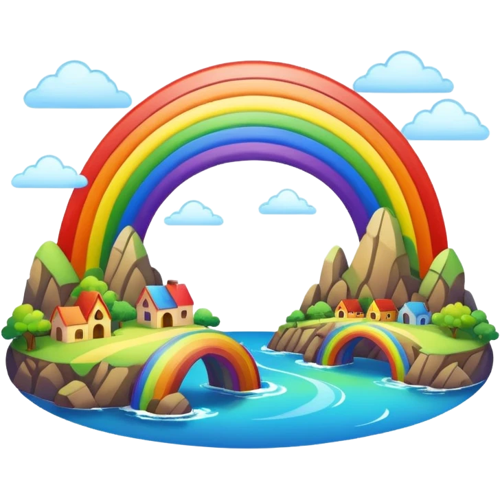 Rainbow Bridge – Arched rainbow connecting flying islands. emoji