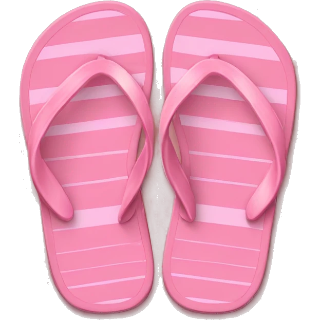 flip flops, colour pink with light rose stripes.  emoji