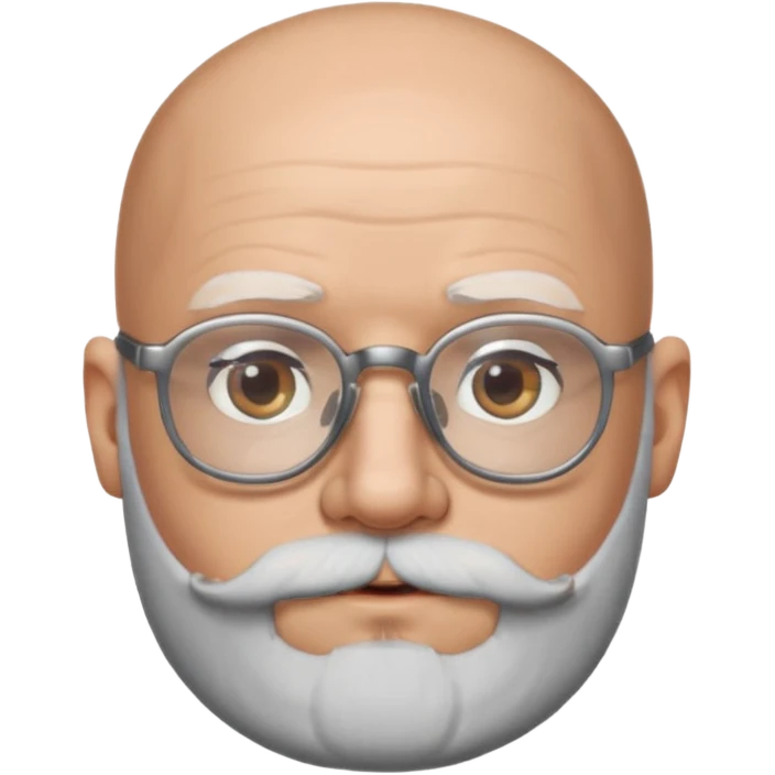 Bald man with salt and pepper beard and glasses emoji