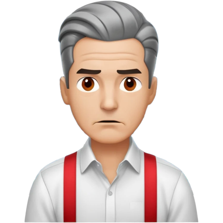 Gender: Male Hair: Slicked-back hair with stress-induced gray streak Face: Tension lines around mouth Clothes: Red suspenders over white shirt Action: Watching Bloomberg terminal with 6-screen data wall emoji