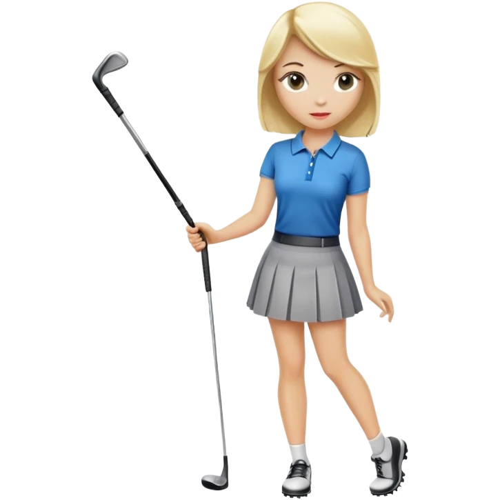 Golf girly blonde in skirt holding club emoji