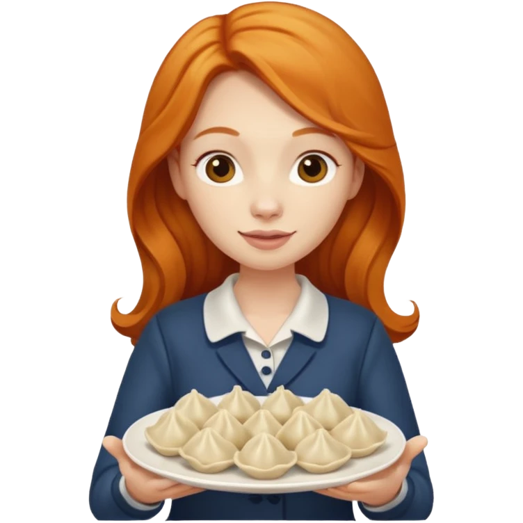 holding dumpling plate ginger woman long hair emoji