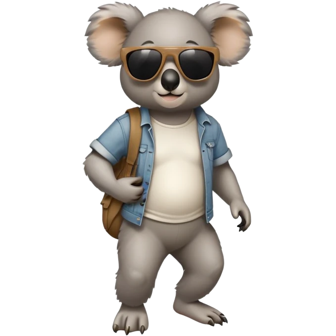 anthropomorphised koala in casual clothing, wearing dark sunglasses, walking upright in standard pose emoji