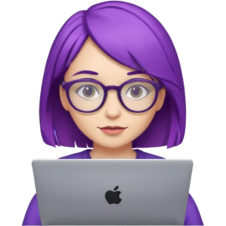 Mädchen mit lila Haaren und Computer und Brille emoji