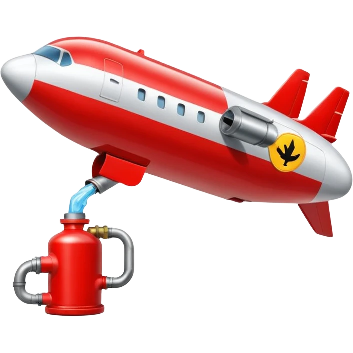 Airplane wing fuel tank being filled with jet fuel from hydrant emoji