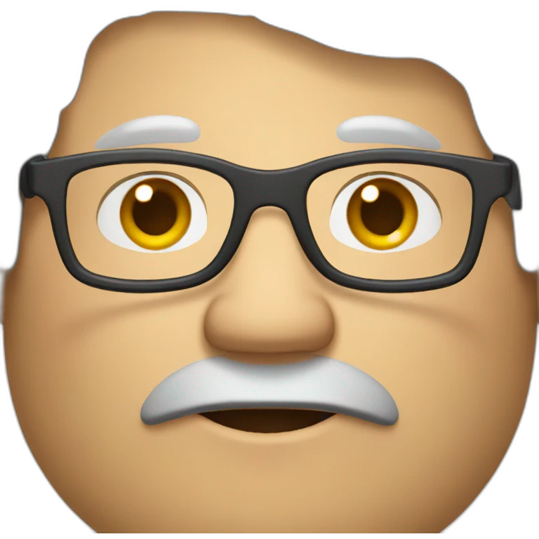 fat man with gray hair wearing prescription glasses emoji