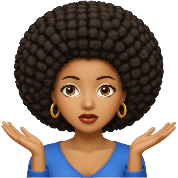 Black woman with an Afro shrugging emoji