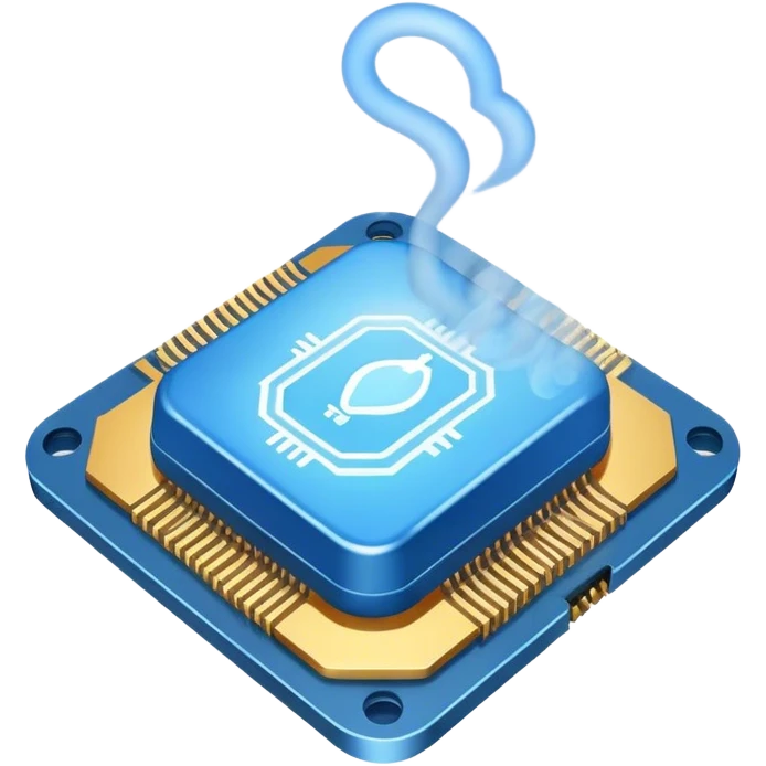 blue smoke coming out of a microchip emoji