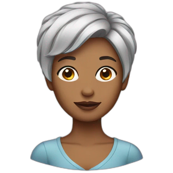Woman pixie hair and dog emoji