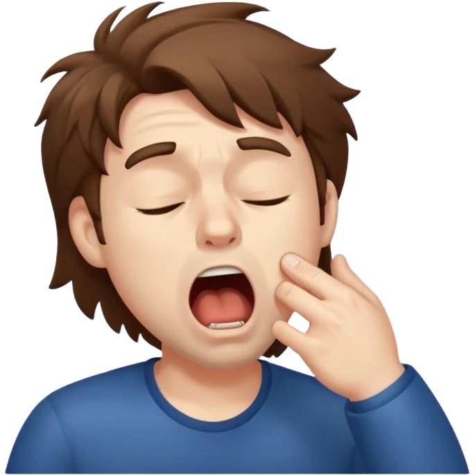 Weak man with disheveled hair yawning emoji