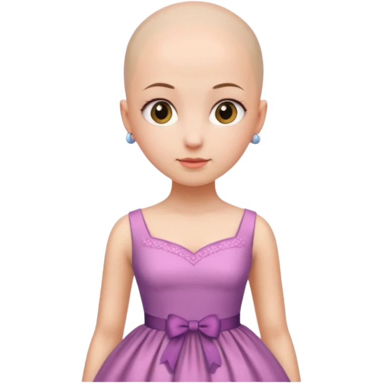 create pretty girl with bald head and pretty dress shot is waist close emoji