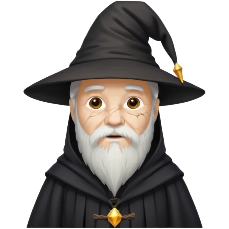 old wizard with cracked skin black robe and wizard hat  emoji