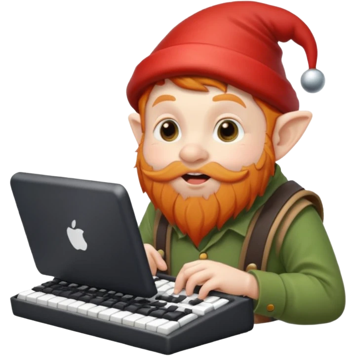 A little ginger gnome with a keyboard in his mouth emoji