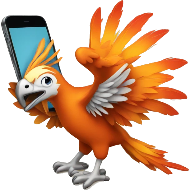 phoenix with an smartphone emoji