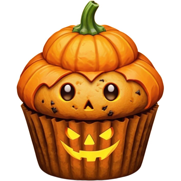 halloween muffin with pumpkin decoration emoji