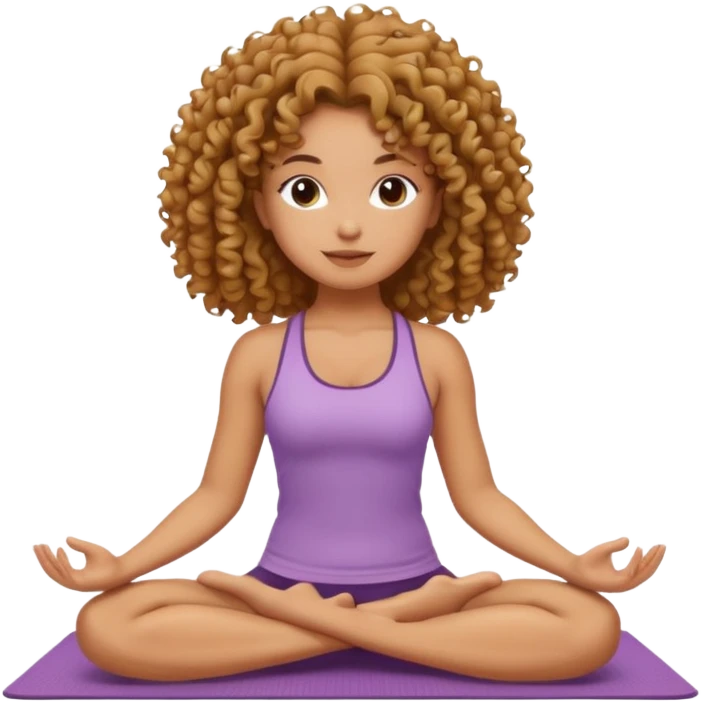 A curly girl doing yoga emoji