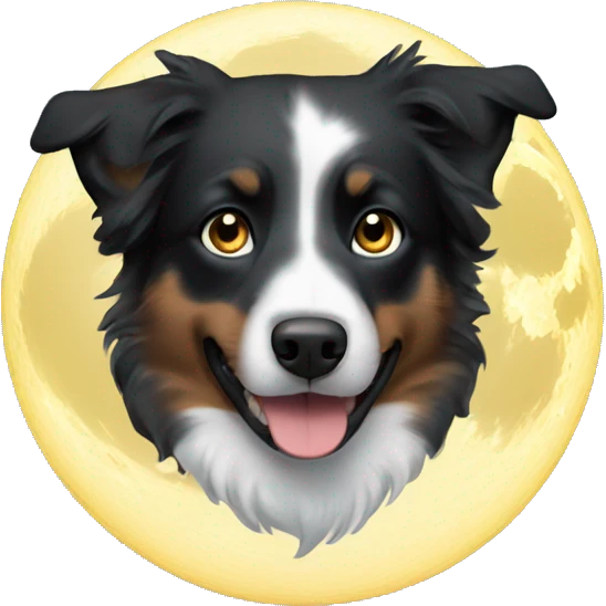 Moon with Small black australian shepherd dog emoji