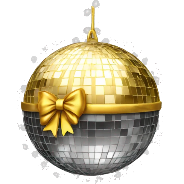 mirrorball with a bow  emoji