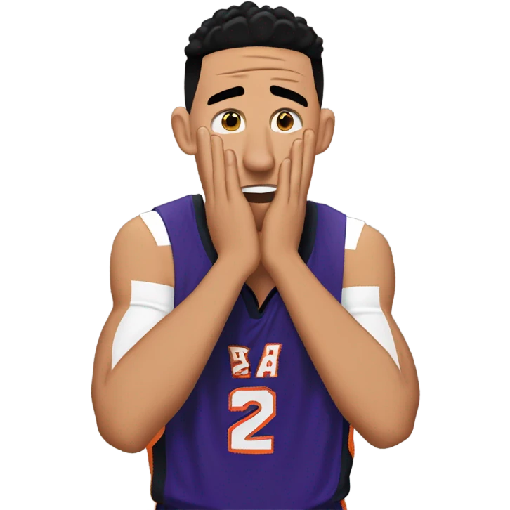 Devin Booker covering his ears with his hands, annoyed, mad  emoji
