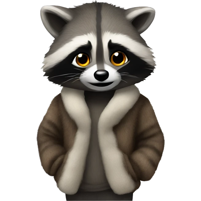 a raccoon in a fur coat emoji