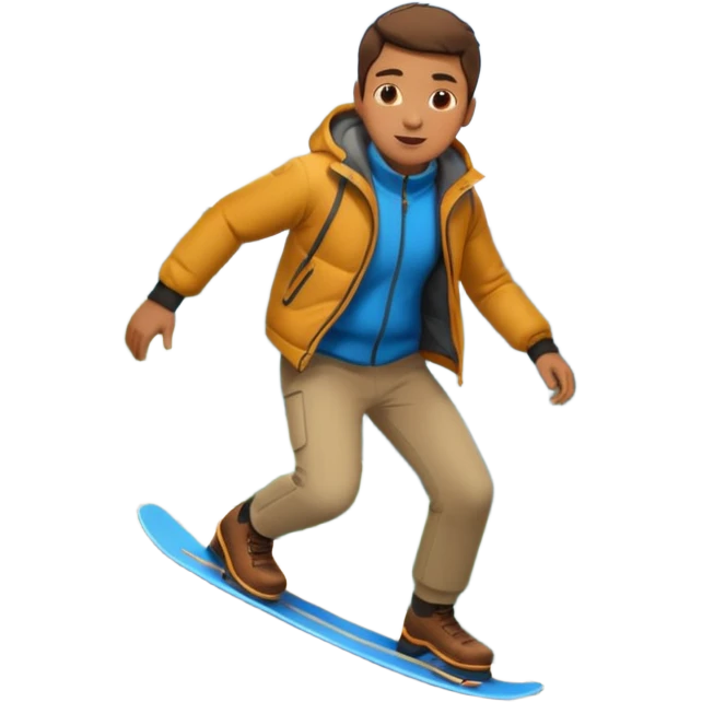 a man sliding down from the mountain which in circle shape emoji