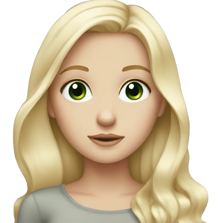 Blonde white girl with grey and green eyes emoji