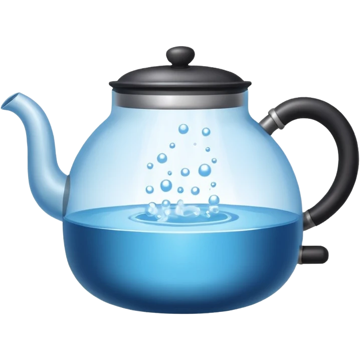 a small pot or kettle filled with water placed on fire, the water is boiling intensely with visible steam and bubbles rising, bright lighting, clean white background



 emoji