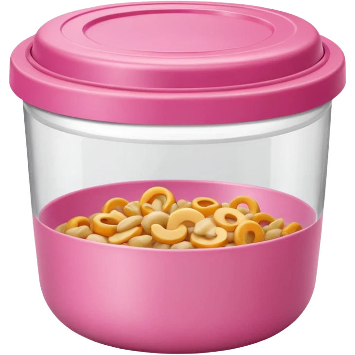 leftover food bowl, with plastic cover on top. pink emoji