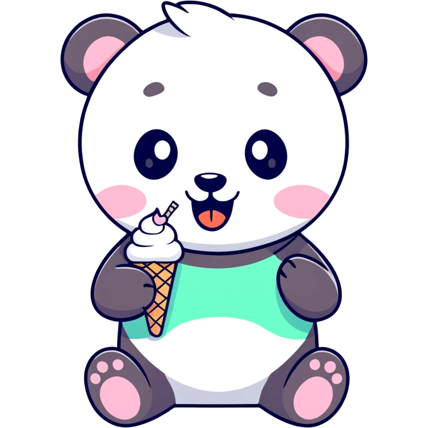Panda eating ice cream emoji