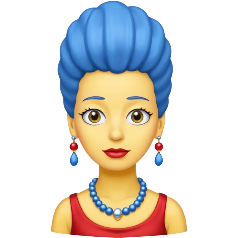 3D emoji head-only, smooth plastic, soft studio light, big round eyes, bold outline, centered, transparent bg,
Marge Simpson, yellow skin, tall blue beehive hair, red pearl necklace emoji