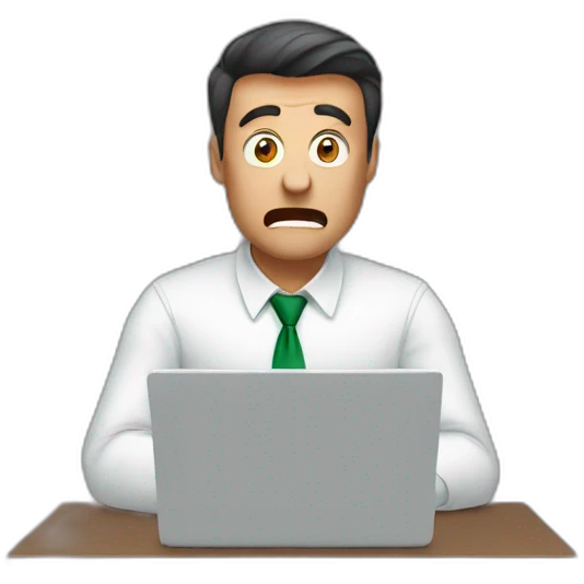 Men scared with excel emoji